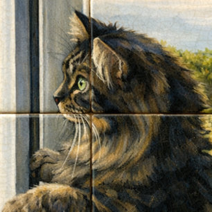 Carte de sympathie pour chat   Je pense à vous   P