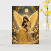 Carte de sympathie pour chat noir (Fleur jaune)