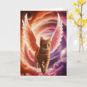 Carte de sympathie pour chat tigré angélique (Fleur jaune)
