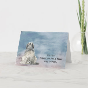 Carte de sympathie pour chien Lhasa Apso blanc gri