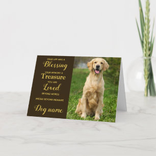 Carte de sympathie pour chien pour perte mémorial