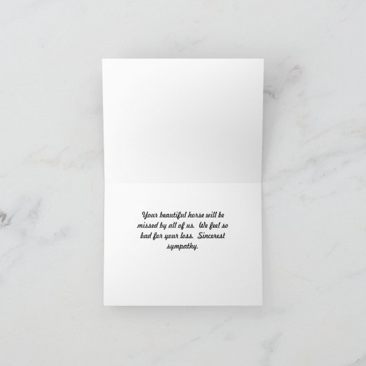 Carte de sympathie pour la perte du cheval (Intérieur)