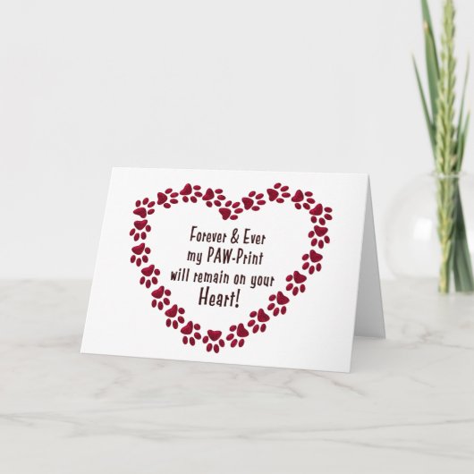 CARTE DE SYMPATHIE POUR PERTE D'ANIMAL - IMPRIMANT (Devant)