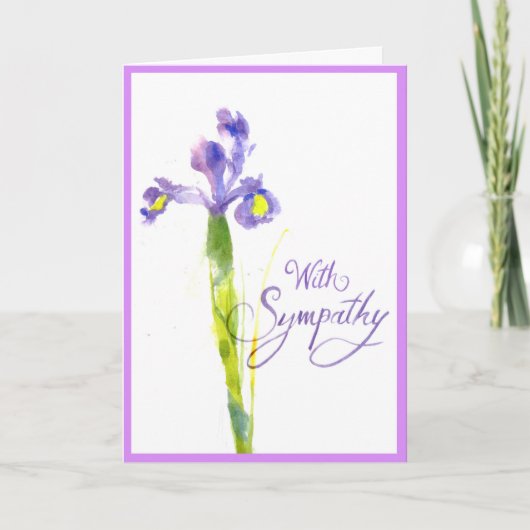 Carte de sympathie pourpre simple d'iris (Devant)