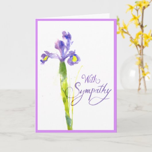 Carte de sympathie pourpre simple d'iris (Fleur jaune)