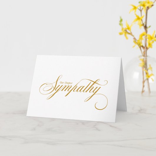 Carte de Sympathie Simple Elegant Gold Script (Fleur jaune)