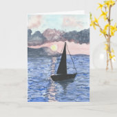 Carte de Sympathie Sunset Sailboat (Fleur jaune)