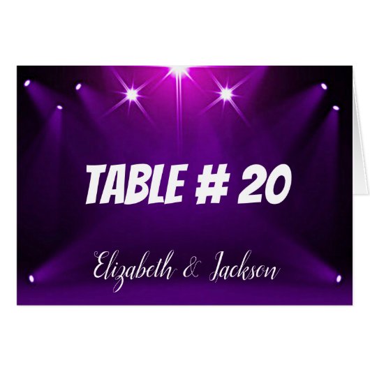 Carte de Table # 20 - Sous les Projecteurs Mariage (Devant Horizontal)