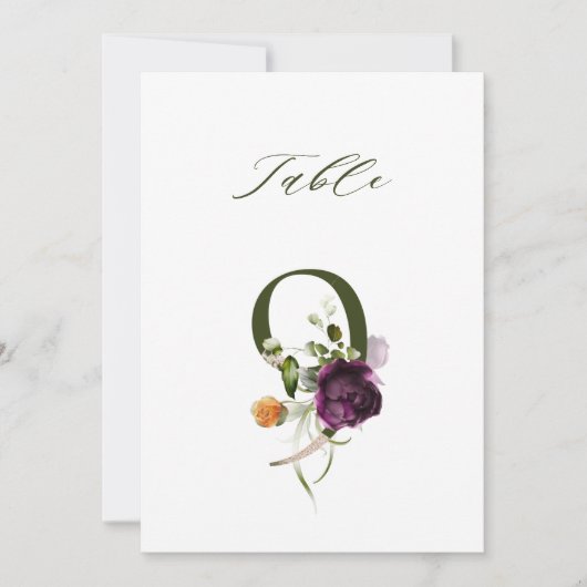 Carte de table 5x7 Botanical Floral Numéro 9 (Devant)