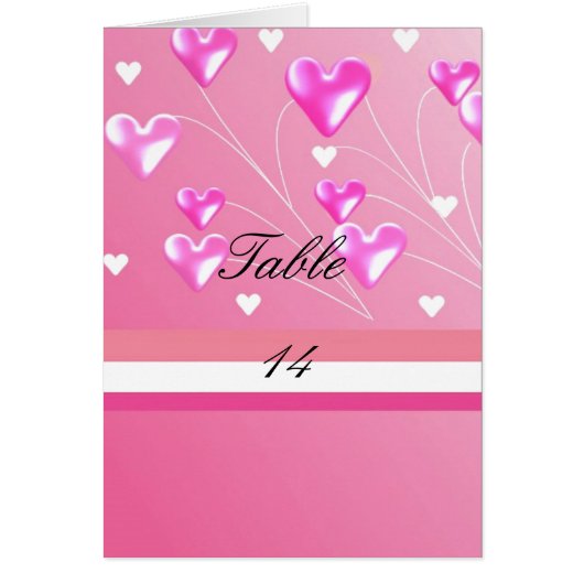 Carte de table à coeurs roses (Devant)