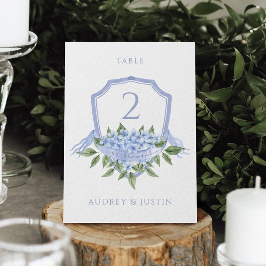 Carte de table à crête de mariage Bigorneau Bleu