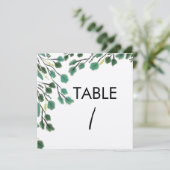 Carte de table à feuille de eucalyptus dessinée à  (Debout devant)