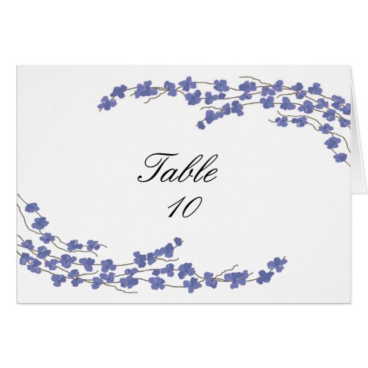 Carte de table à fleurs - Fleurs bleues (Devant Horizontal)