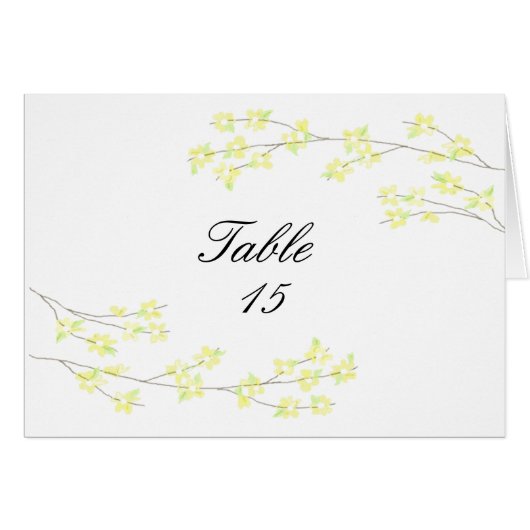 Carte de table à fleurs - Fleurs jaunes (Devant Horizontal)