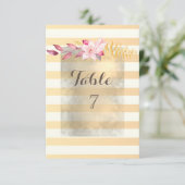 Carte de table à fleurs rayées chic moderne (Debout devant)