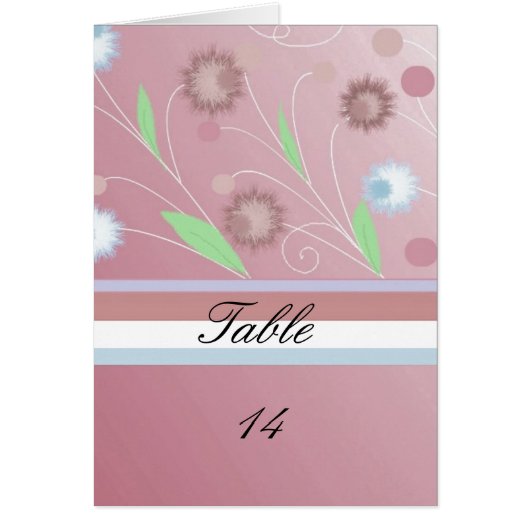 Carte de table à fleurs roses (Devant)