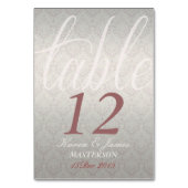 Carte de table à la décoration élégante Rose Damas (Dos)