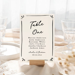 Carte de table à main levée Whimsical