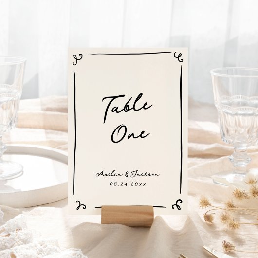 Carte de table à main levée Whimsical