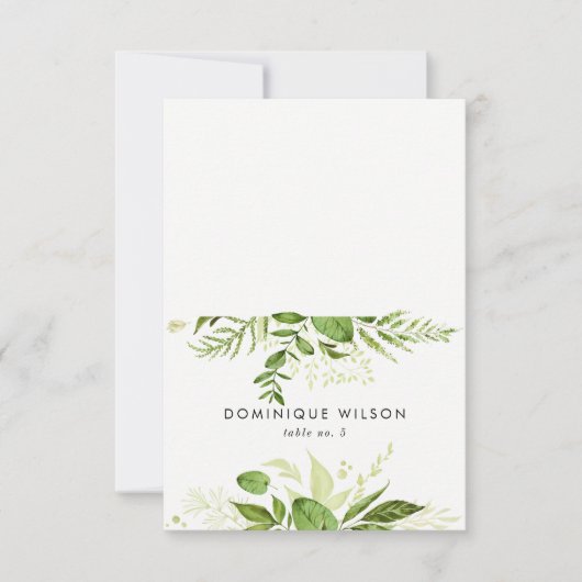 Carte de table à mariage Feuillage vert sauvage aq (Devant)
