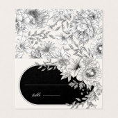 carte de table à mariage floral noir et blanc (Outside Unfolded)