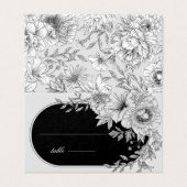 carte de table à mariage floral noir et blanc (Outside Unfolded)