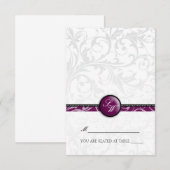 Carte de Table à Monogramme Tourbillon de Prune Te (Devant / Derrière)
