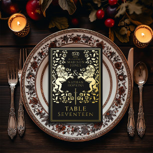 Carte de Table à Motif de Lion Médiéval Royal Noir