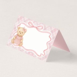 Carte de table à motif d'ours à noeud coquet rose 