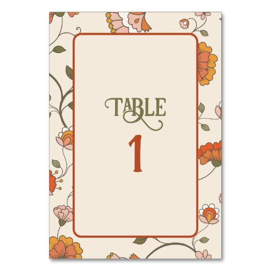 Carte de table à motif floral rétro boho rouge jau (Par défaut)