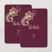 Carte de table à motifs paisley or chic élégant (Devant / Derrière)