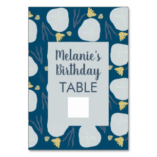 Carte de table à remplir pour anniversaire plage o