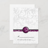 Carte de table à tente pliable Plum Swirl Monogram (Devant / Derrière)