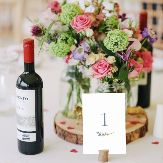 Carte de table à tige fleurie de l'aquarelle périp