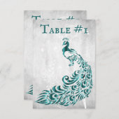 Carte de table à vigne et feuille de paon sarcelle (Devant / Derrière)