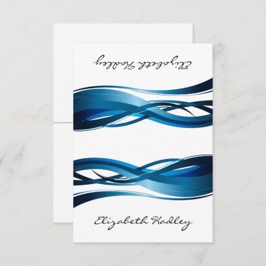 Carte de table abstraite moderne Blue Waves (Devant / Derrière)