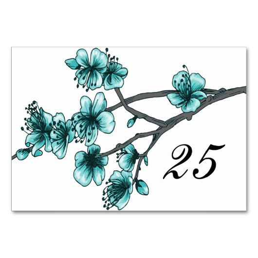 Carte de table Aqua Simple Cherry Blossoms (Devant)