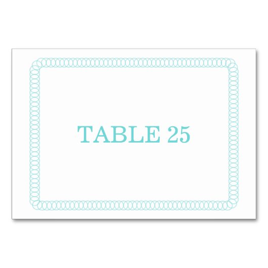 Carte de table arrondie Aqua entourée (Devant)