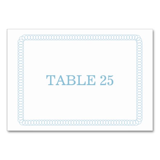 Carte de table arrondie bleue entourée (Devant)