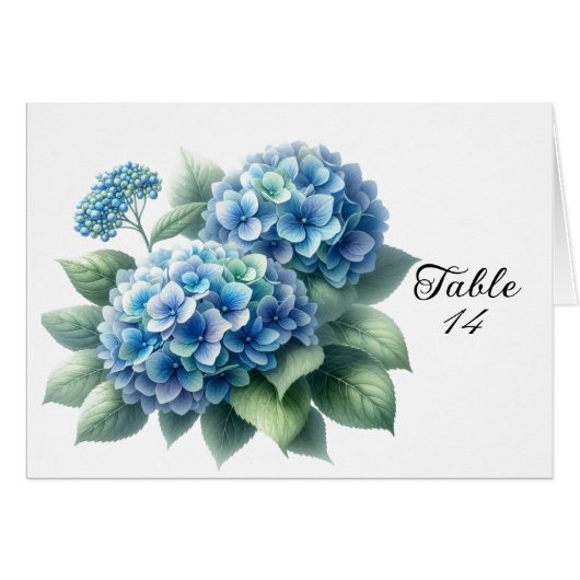 Carte de table aux hortensias bleus (Devant Horizontal)