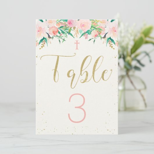 Carte de table baptême floral (Debout devant)