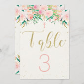 Carte de table baptême floral (Devant / Derrière)