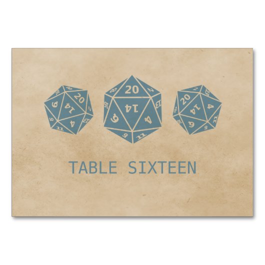 Carte de table Blue Grunge D20 Dice Gamer (Devant)