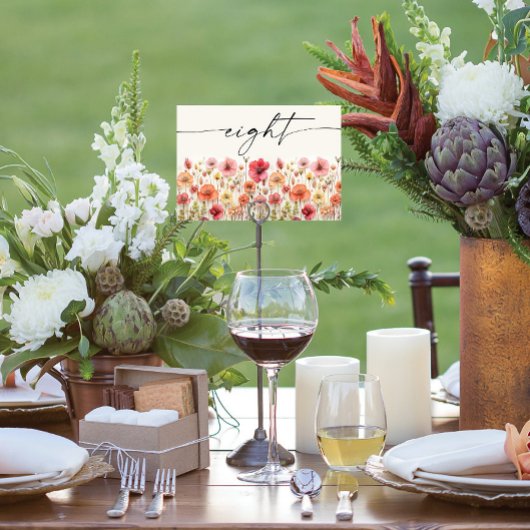Carte de table Boho fleur sauvage Numéro huit