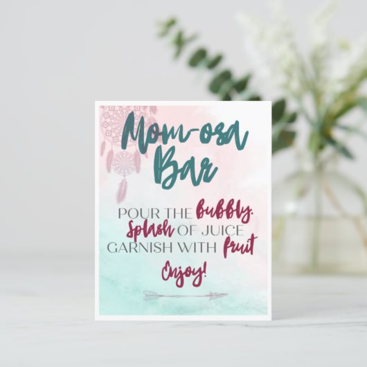 Carte de table Boho Mom-osa Bar (Debout devant)