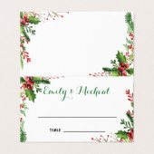 Carte de table botanique aquarelle rouge et vert (Outside Unfolded)