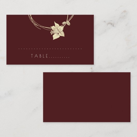 Carte de table botanique en or de Fleur de Maron d (Devant / Derrière)