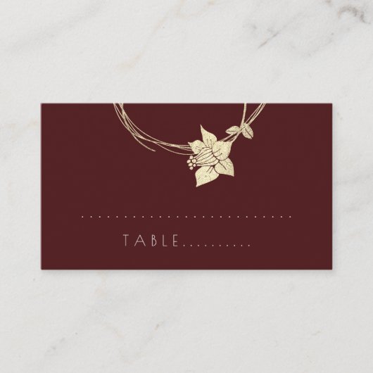 Carte de table botanique en or de Fleur de Maron d (Devant)
