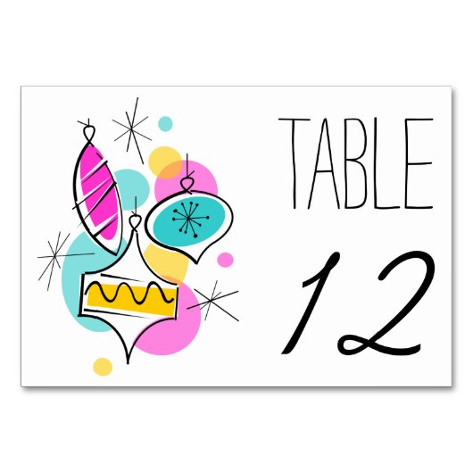 Carte de table Boules d'arbre rétro (Devant)