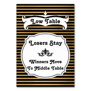 Carte de table Bunco Black and Gold Stripe - Faibl